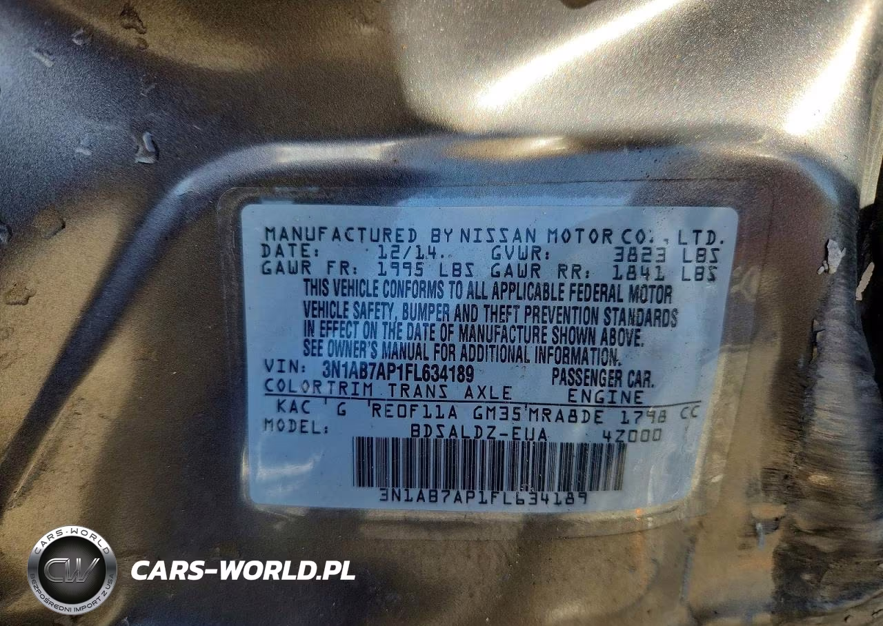 2015 Nissan Sentra Sv VIN:3N1AB7AP1FL634189 - 12