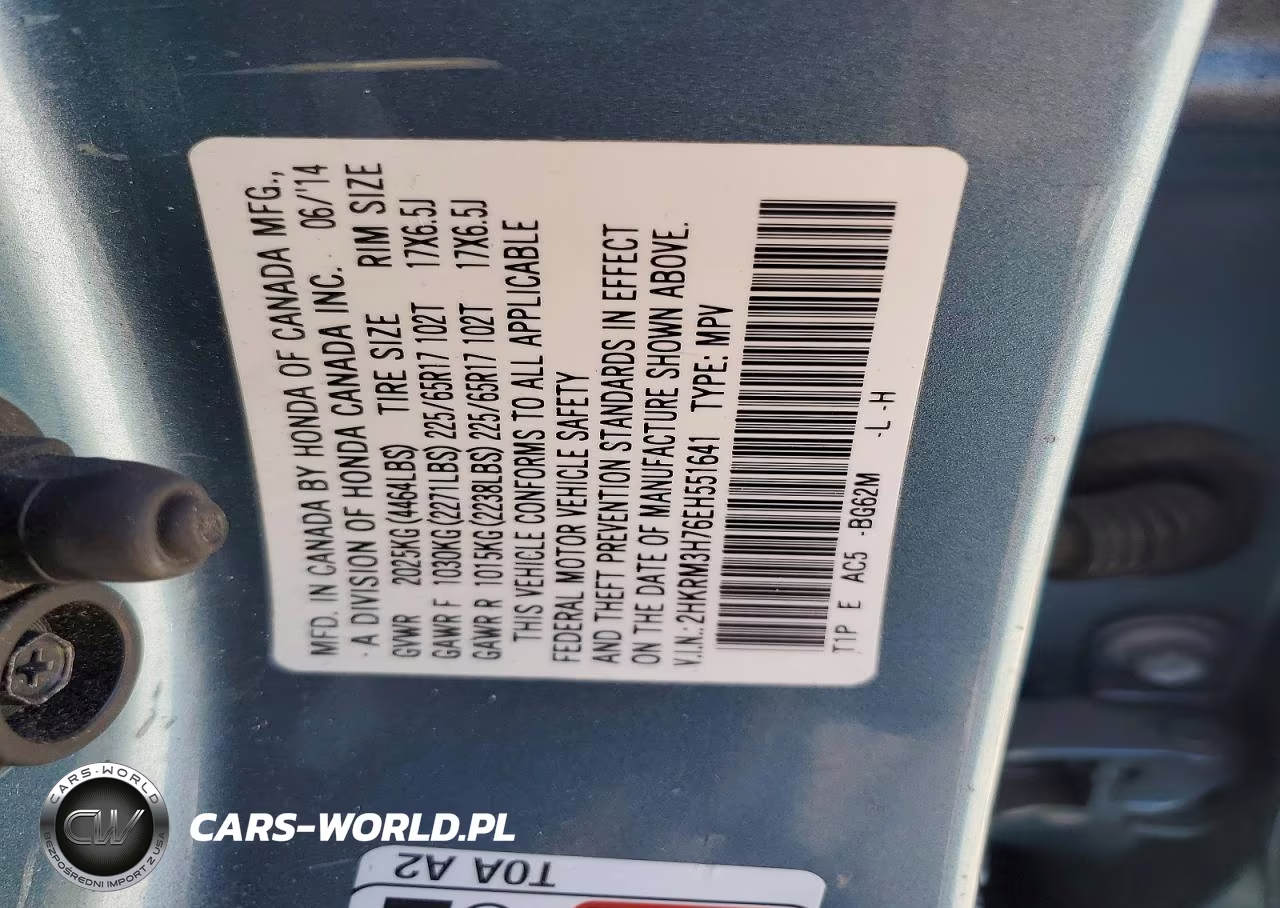 2014 Honda Cr-V Exl VIN:2HKRM3H76EH551641 - 13