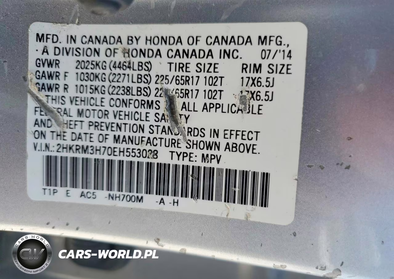 2014 Honda Cr-V Exl VIN:2HKRM3H70EH553028 - 13