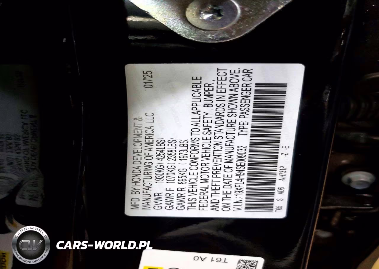 2025 Honda Civic Sport Touring VIN:19XFL4H94SE009032 - 12