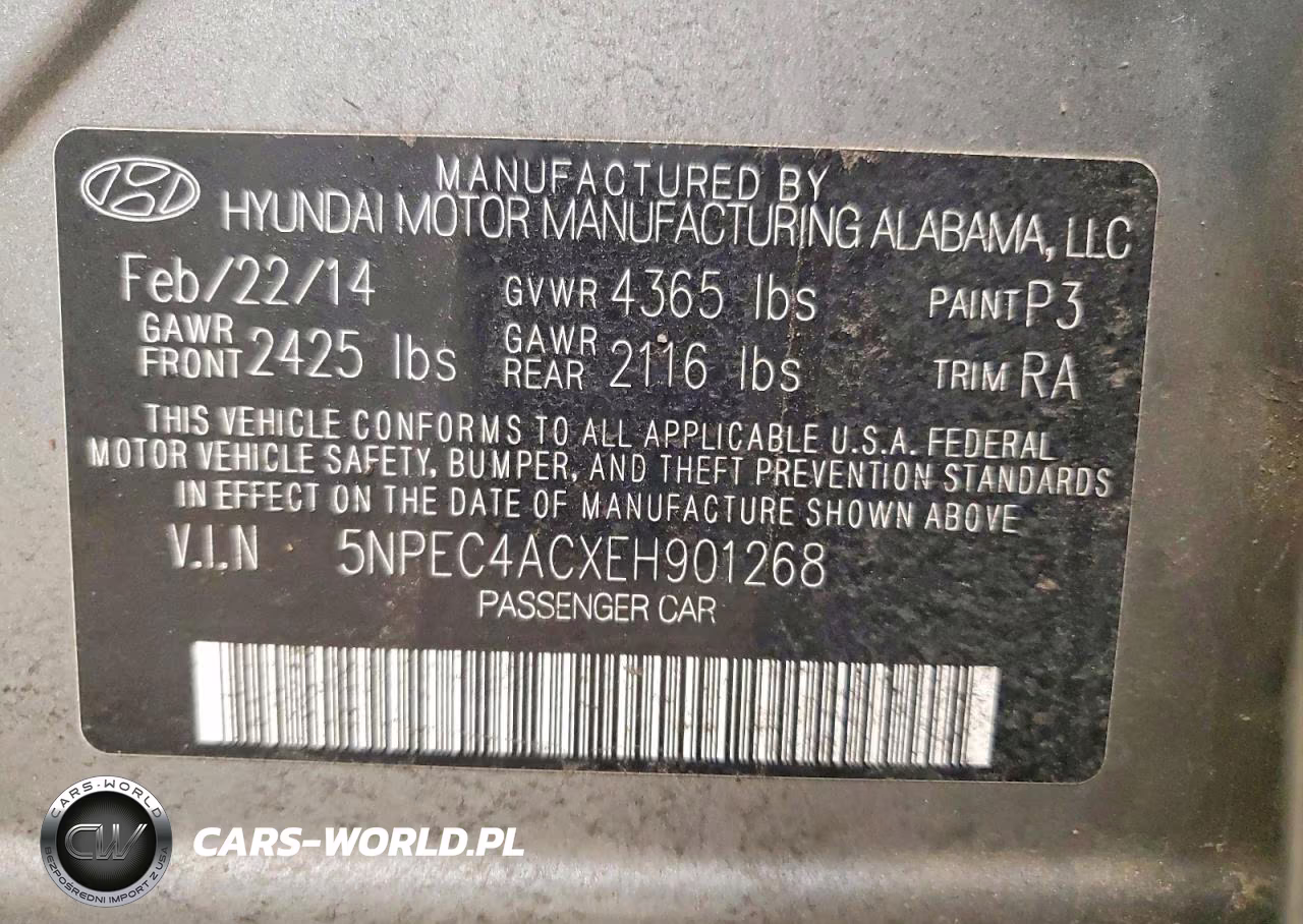 2014 Hyundai Sonata Se VIN:5NPEC4ACXEH901268 - 12
