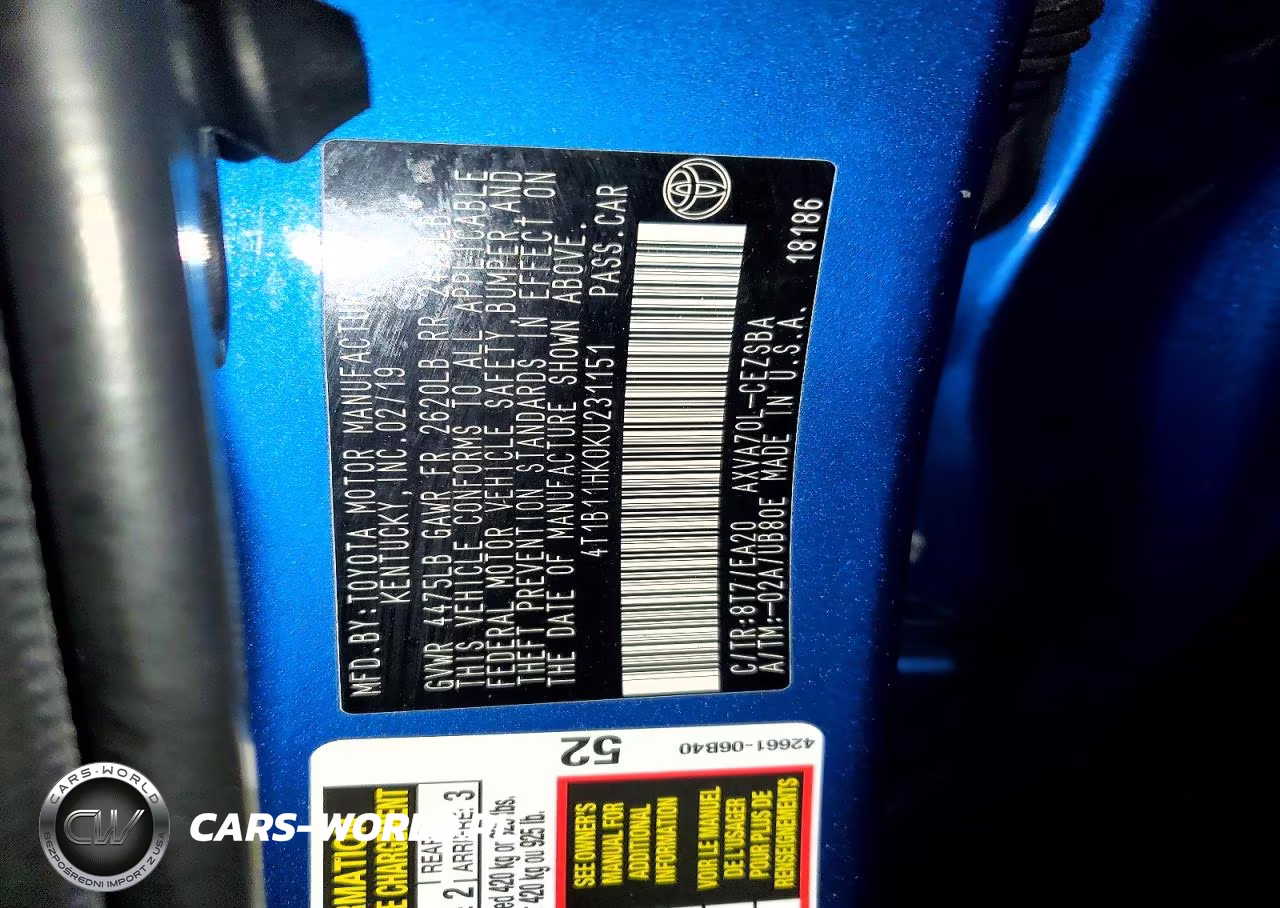 2019 Toyota Camry VIN:4T1B11HK0KU231151 - 13