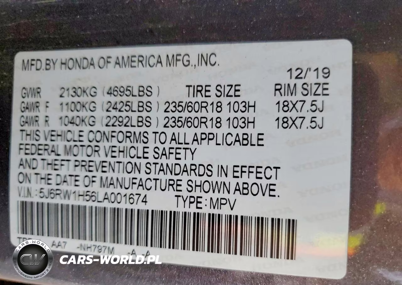 2020 Honda Cr-V Ex VIN:5J6RW1H56LA001674 - 12