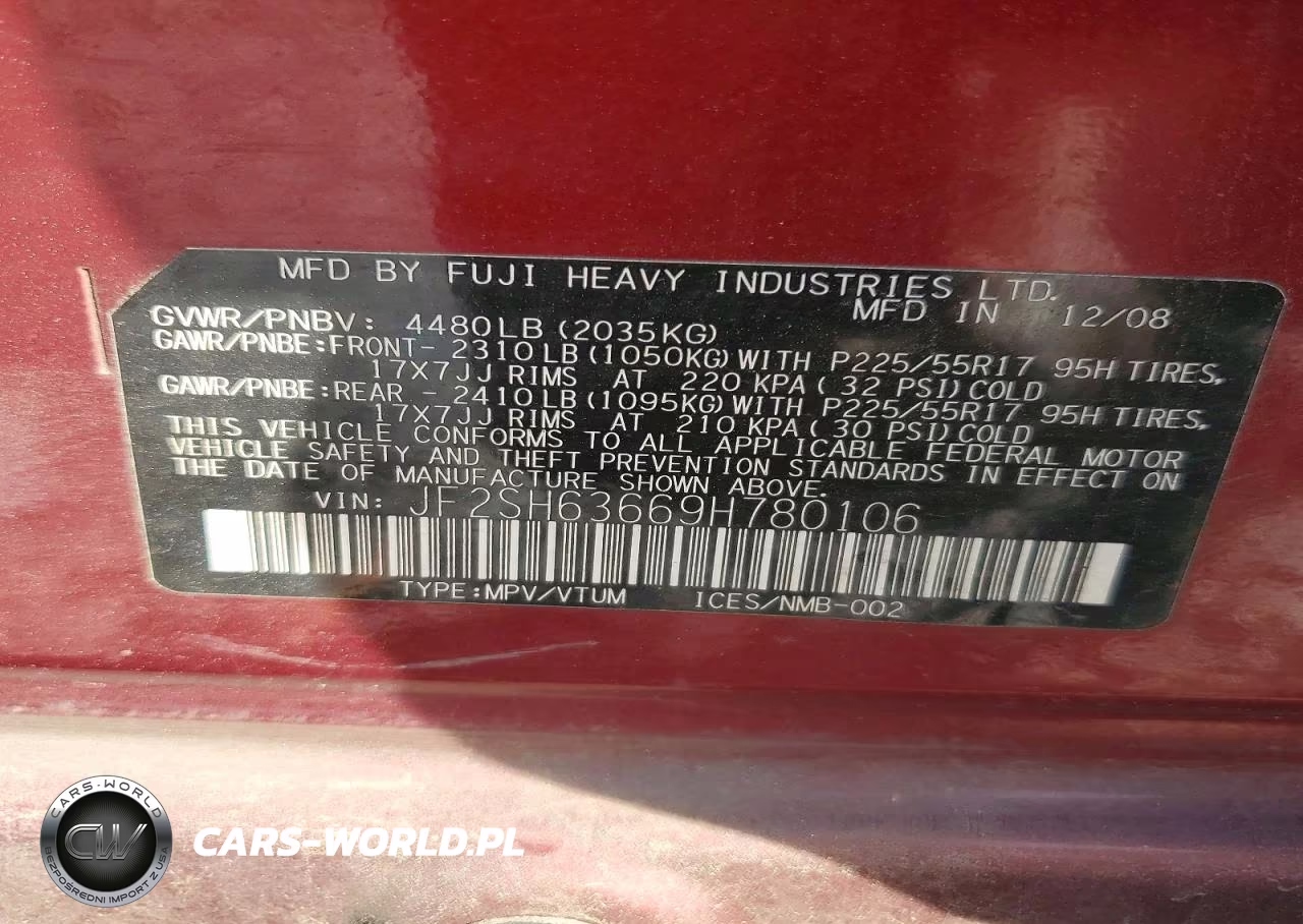 2009 Subaru Forester 2.5X Premium VIN:JF2SH63669H780106 - 12