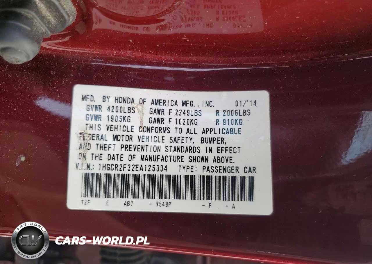 2014 Honda Accord Lx VIN:1HGCR2F32EA125004 - 12