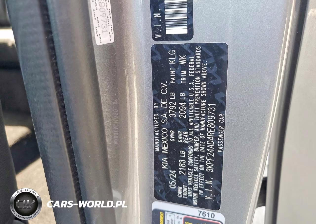 2024 Kia Forte Lxs VIN:3KPF24AD4RE809731 - 12