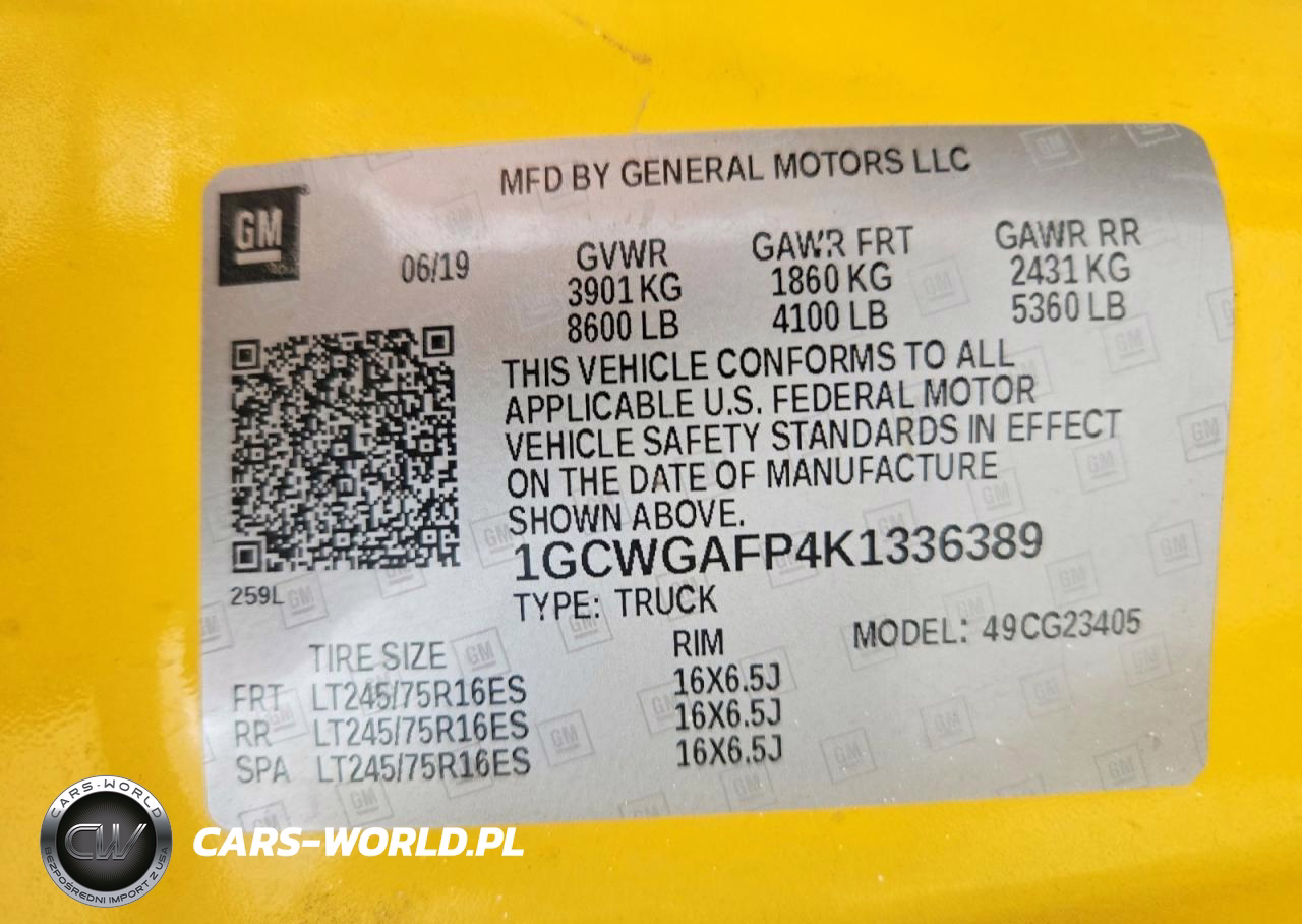 2019 Chevrolet Express G2500 Delivery Van VIN:1GCWGAFP4K1336389 - 13