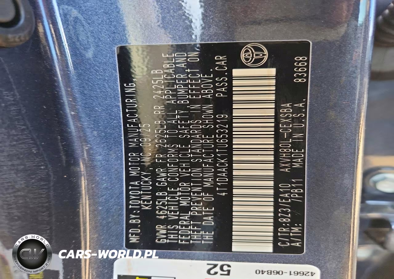 2026 Toyota Camry Se VIN:4T1DAACK1TU653219 - 13
