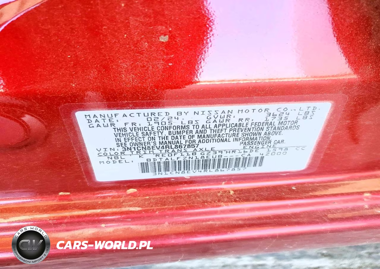 2024 Nissan Versa Sv VIN:3N1CN8EV4RL867857 - 12