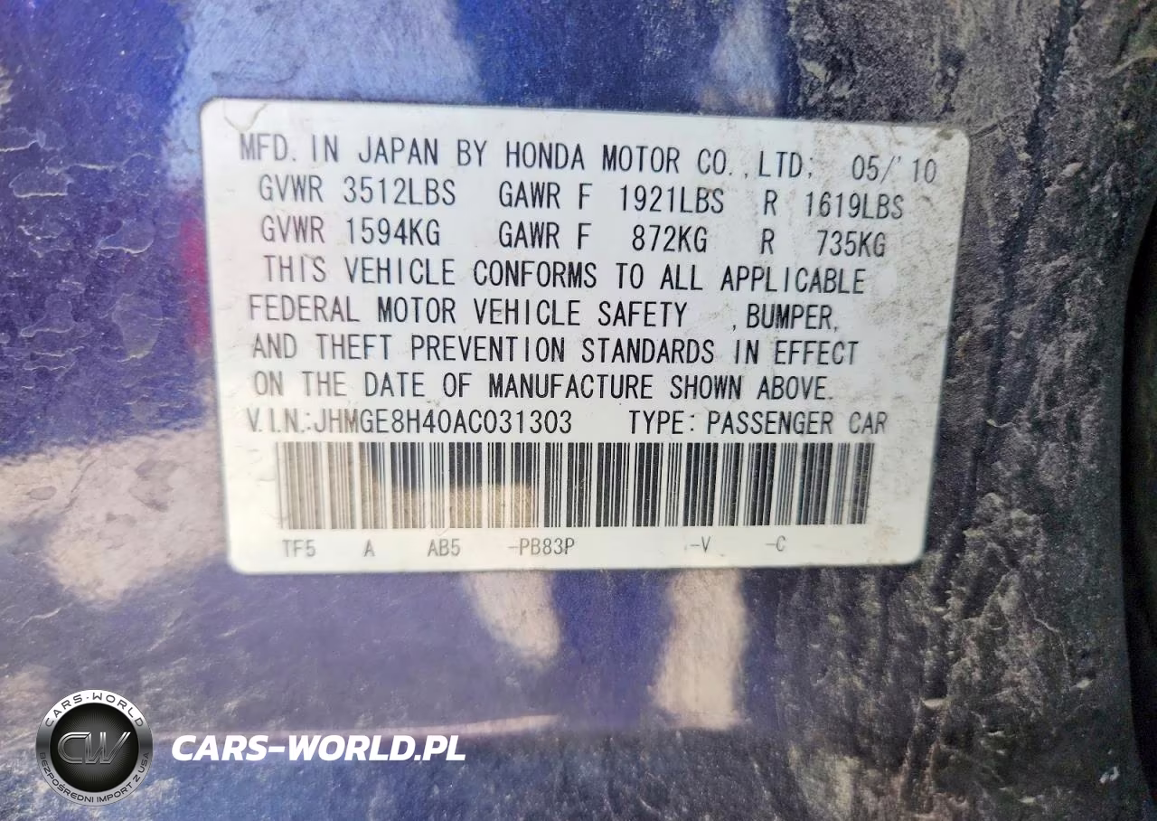 2010 Honda Fit Sport VIN:JHMGE8H40AC031303 - 12