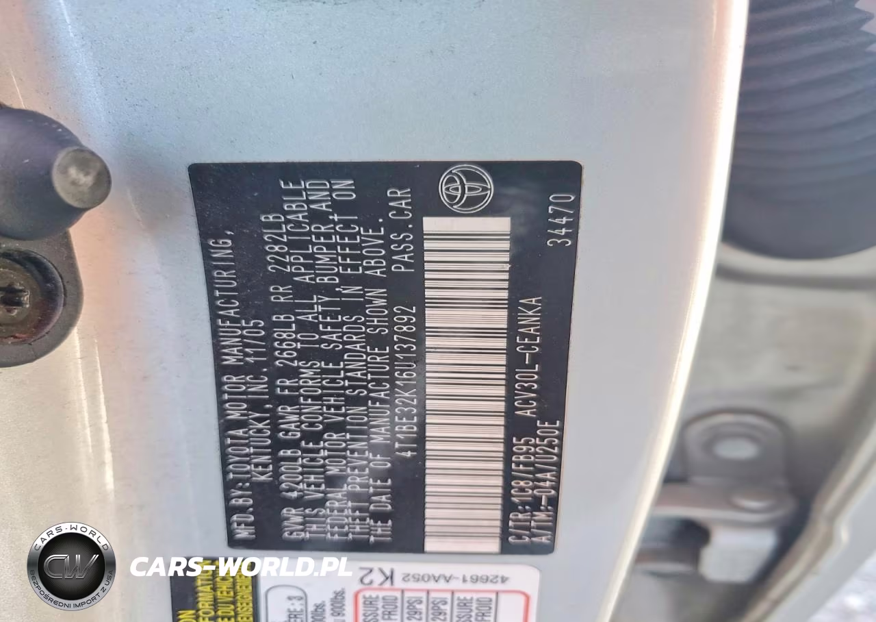 2006 Toyota Camry Le VIN:4T1BE32K16U137892 - 13