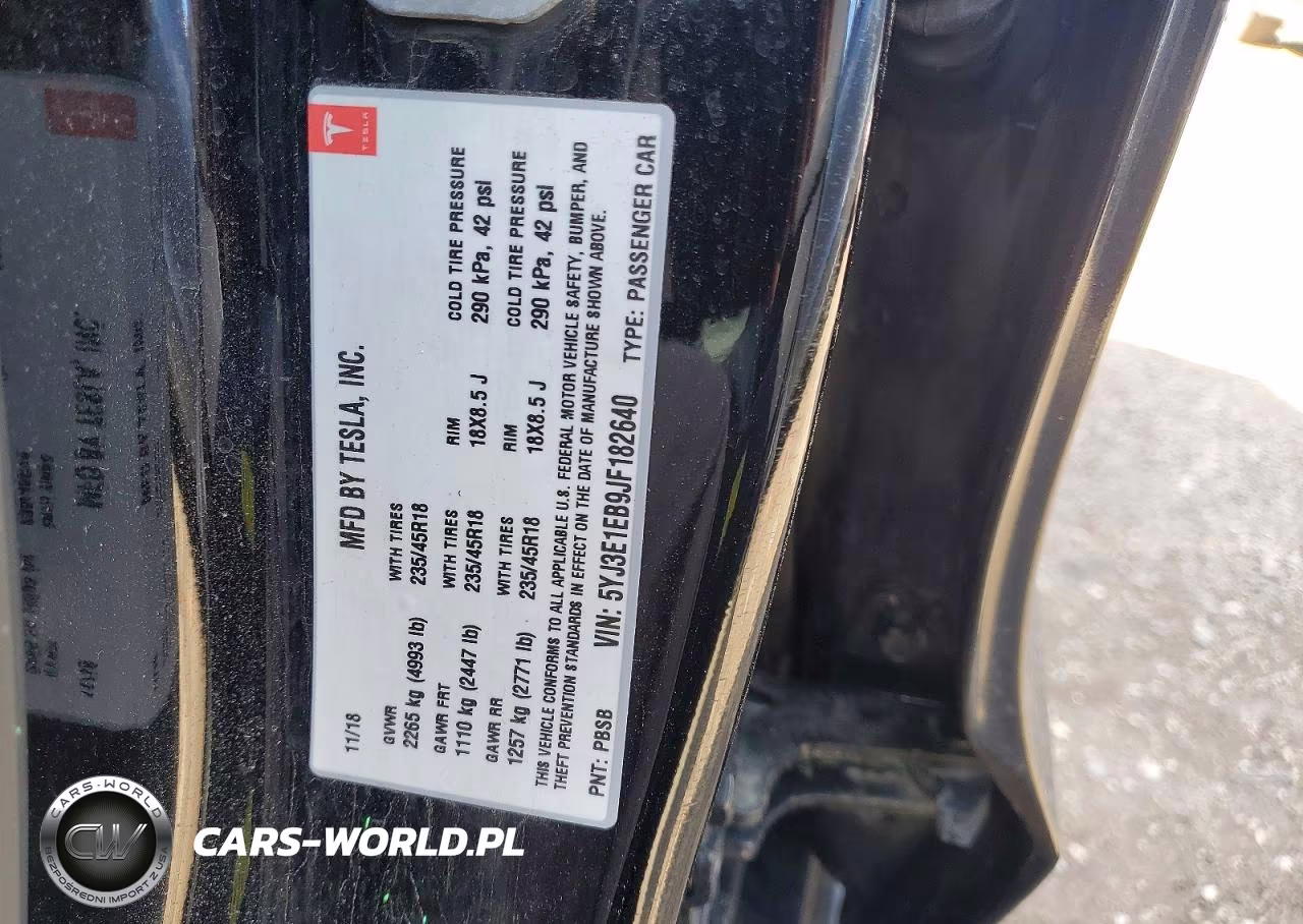 2018 Tesla Model 3 VIN:5YJ3E1EB9JF182640 - 13
