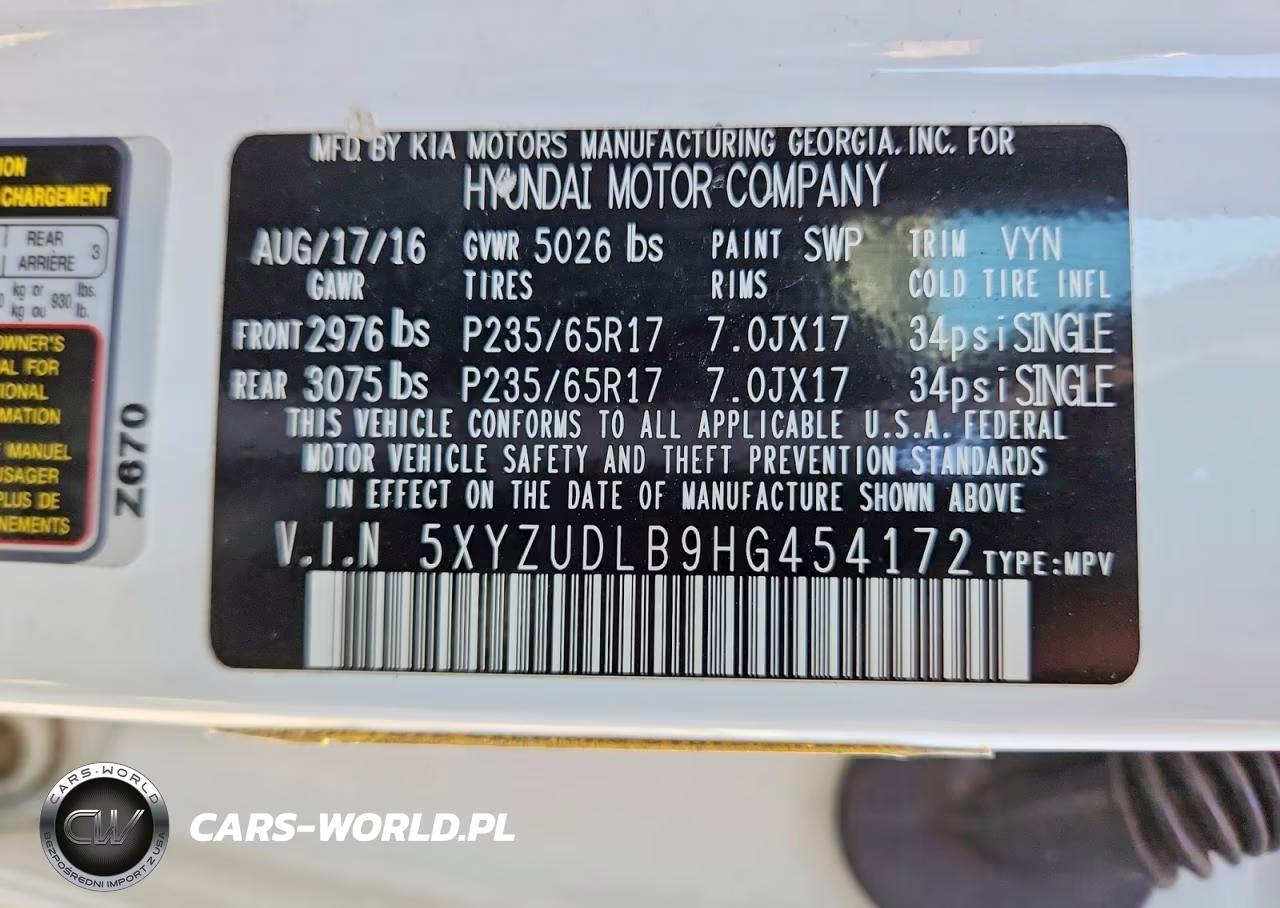 2017 Hyundai Santa Fe Sport 2.4L VIN:5XYZUDLB9HG454172 - 12