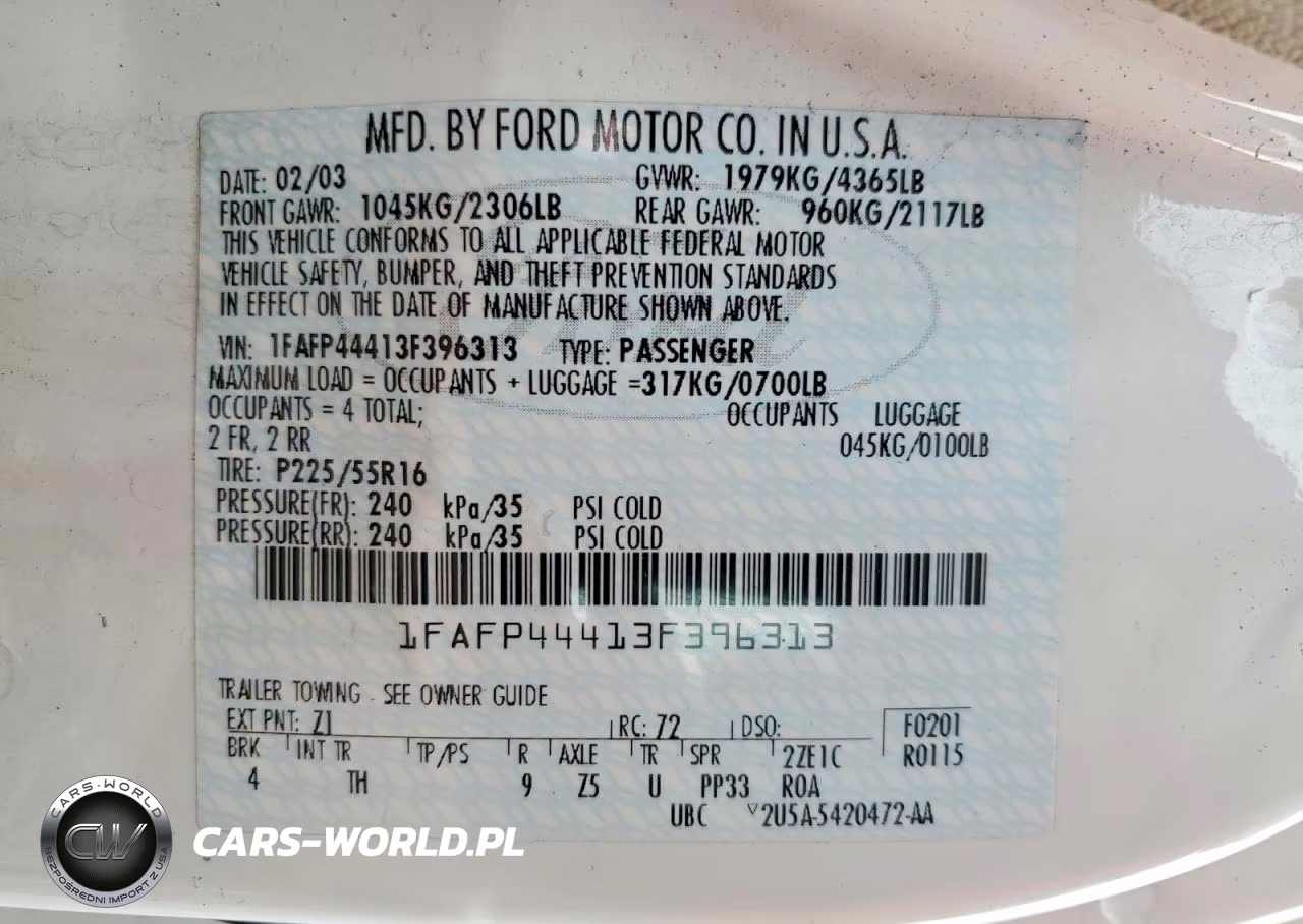 2003 Ford Mustang VIN:1FAFP44413F396313 - 12