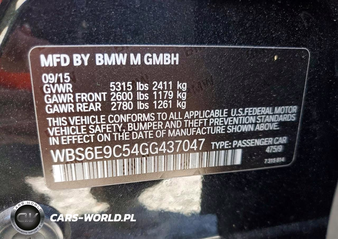2016 BMW M6 Gran Coupe VIN:WBS6E9C54GG437047 - 12