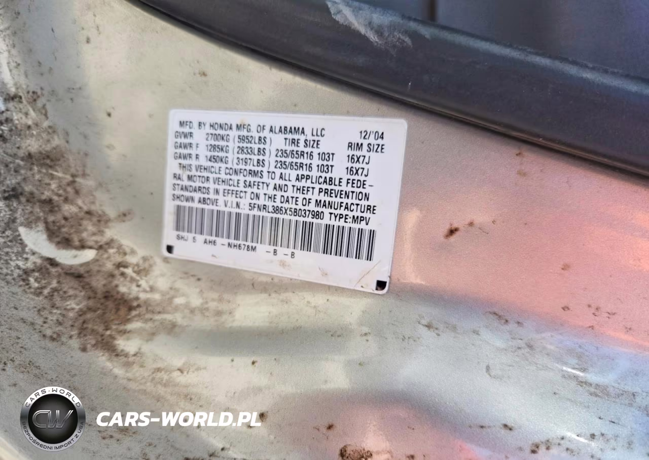 2005 Honda Odyssey Exl VIN:5FNRL386X5B037980 - 13