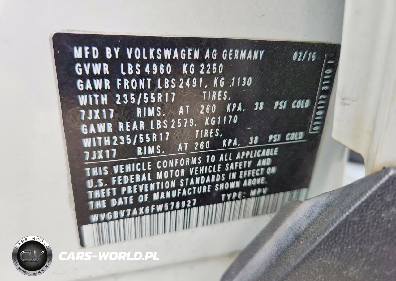 2015 Volkswagen Tiguan S VIN:WVGBV7AX6FW578927 - 13