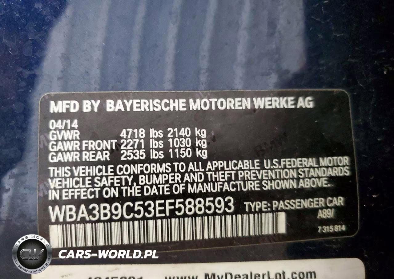 2014 BMW 335 Xi VIN:WBA3B9C53EF588593 - 12