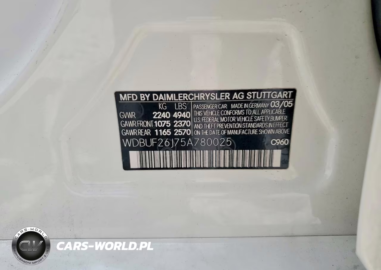 2005 Mercedes-Benz E 320 Cdi VIN:WDBUF26J75A780025 - 12