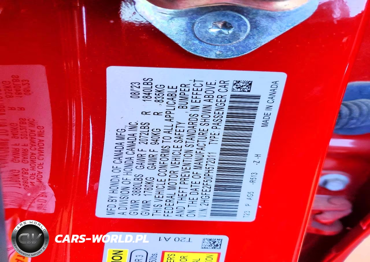 2023 Honda Civic Sport VIN:2HGFE2F50PH572011 - 12