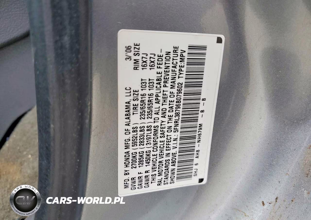 2006 Honda Odyssey Exl VIN:5FNRL38796B079602 - 13