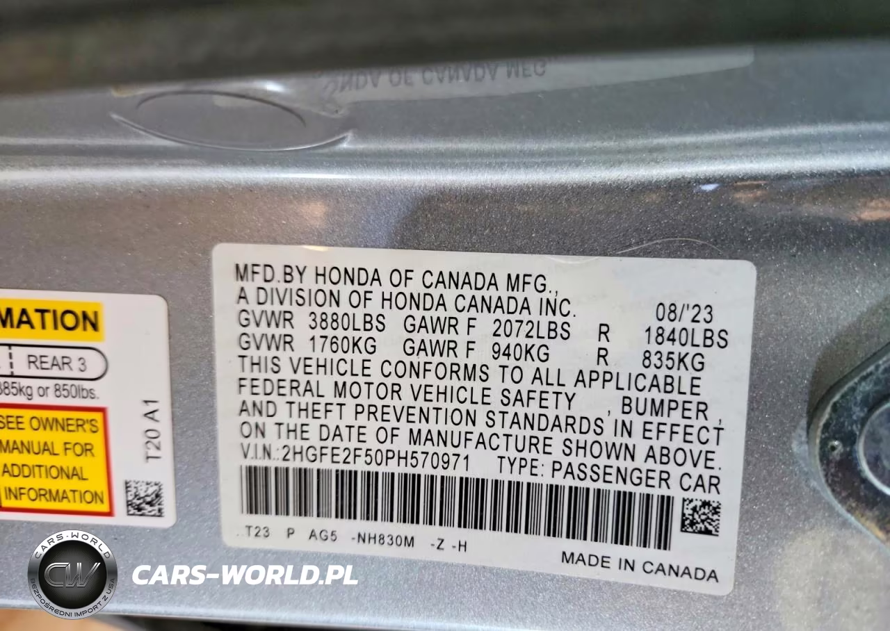 2023 Honda Civic Sport VIN:2HGFE2F50PH570971 - 12