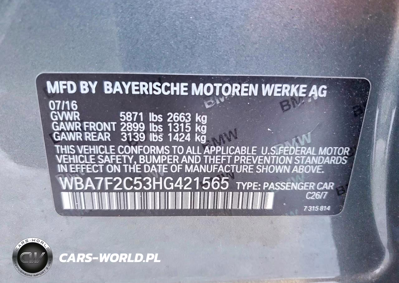 2017 BMW 750 Xi VIN:WBA7F2C53HG421565 - 12