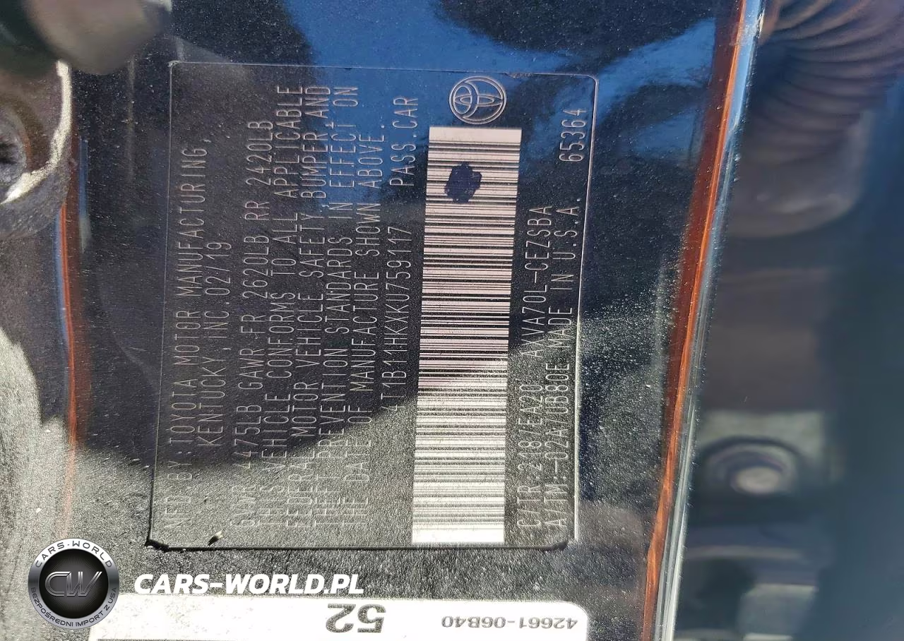 2019 Toyota Camry Se VIN:4T1B11HKXKU759117 - 12