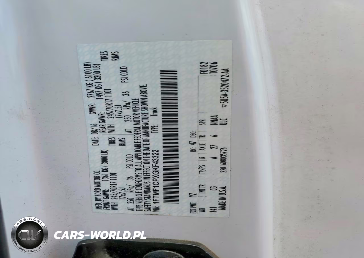 2016 Ford F150 VIN:1FTMF1CPXGKF43322 - 12