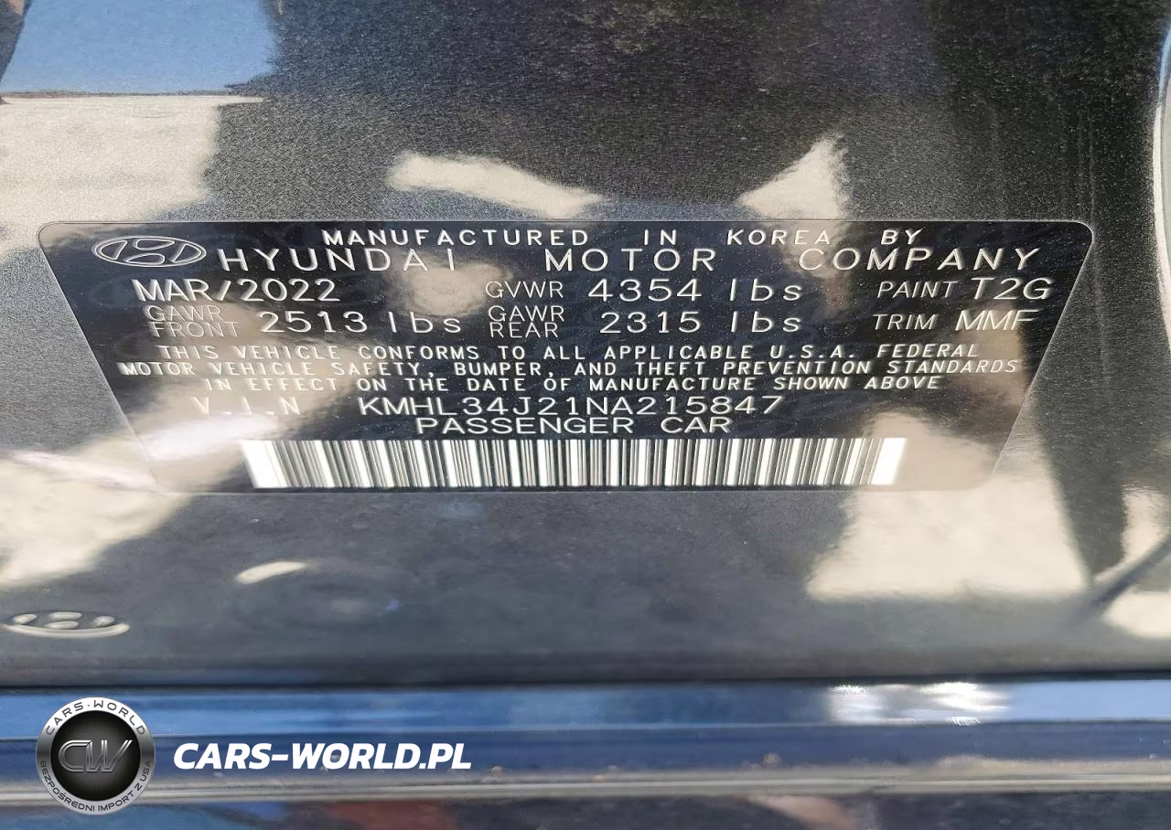 2022 Hyundai Sonata Limited VIN:KMHL34J21NA215847 - 12