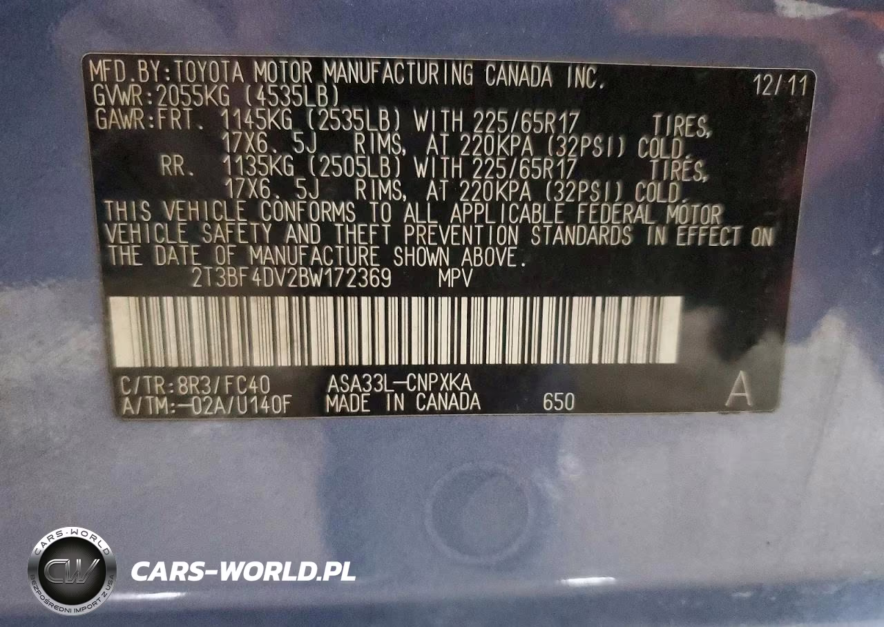 2011 Toyota Rav4 Base VIN:2T3BF4DV2BW172369 - 14