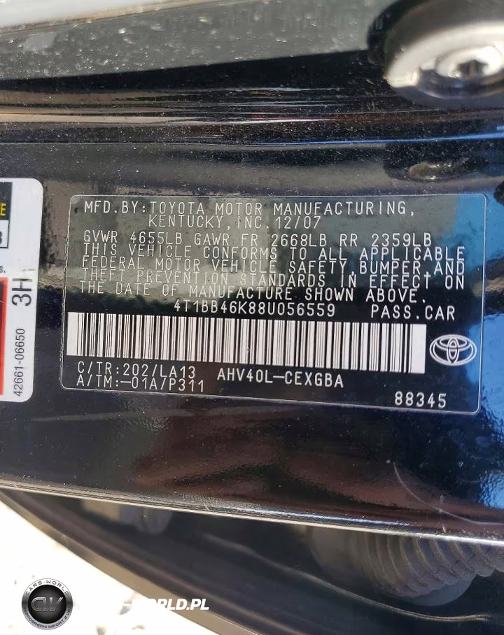 2008 Toyota Camry Hybrid VIN:4T1BB46K88U056559 - 12