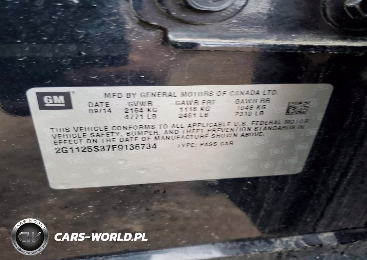 2015 Chevrolet Impala Lt VIN:2G1125S37F9136734 - 12