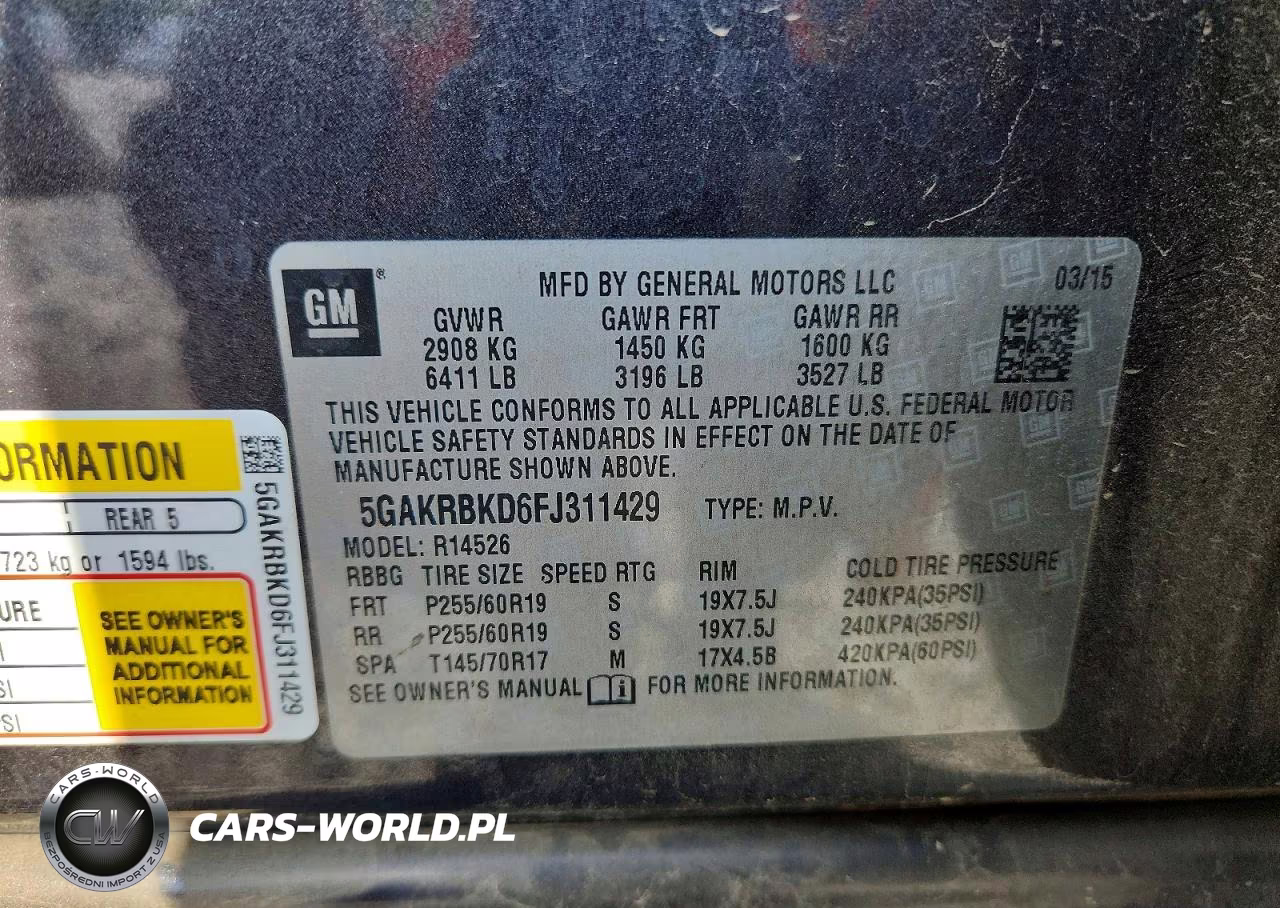 2015 Buick Enclave VIN:5GAKRBKD6FJ311429 - 13