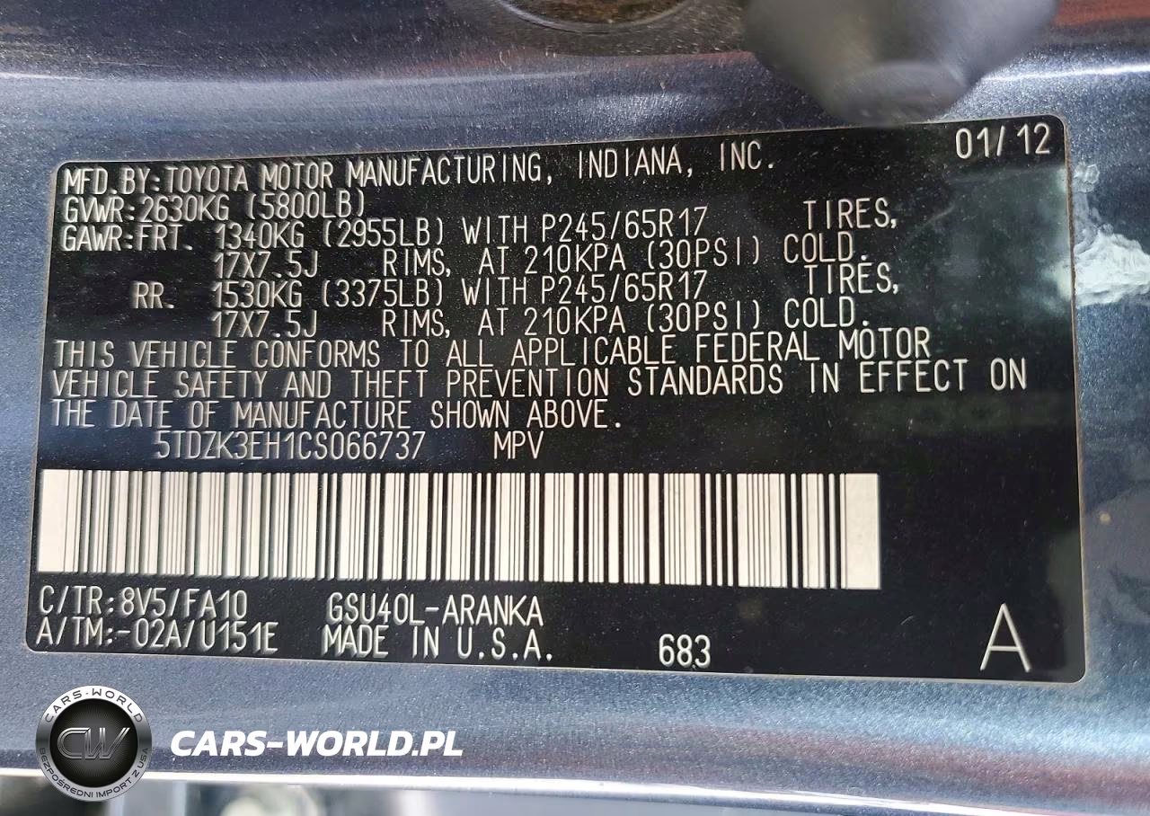 2012 Toyota Highlander Base VIN:5TDZK3EH1CS066737 - 13