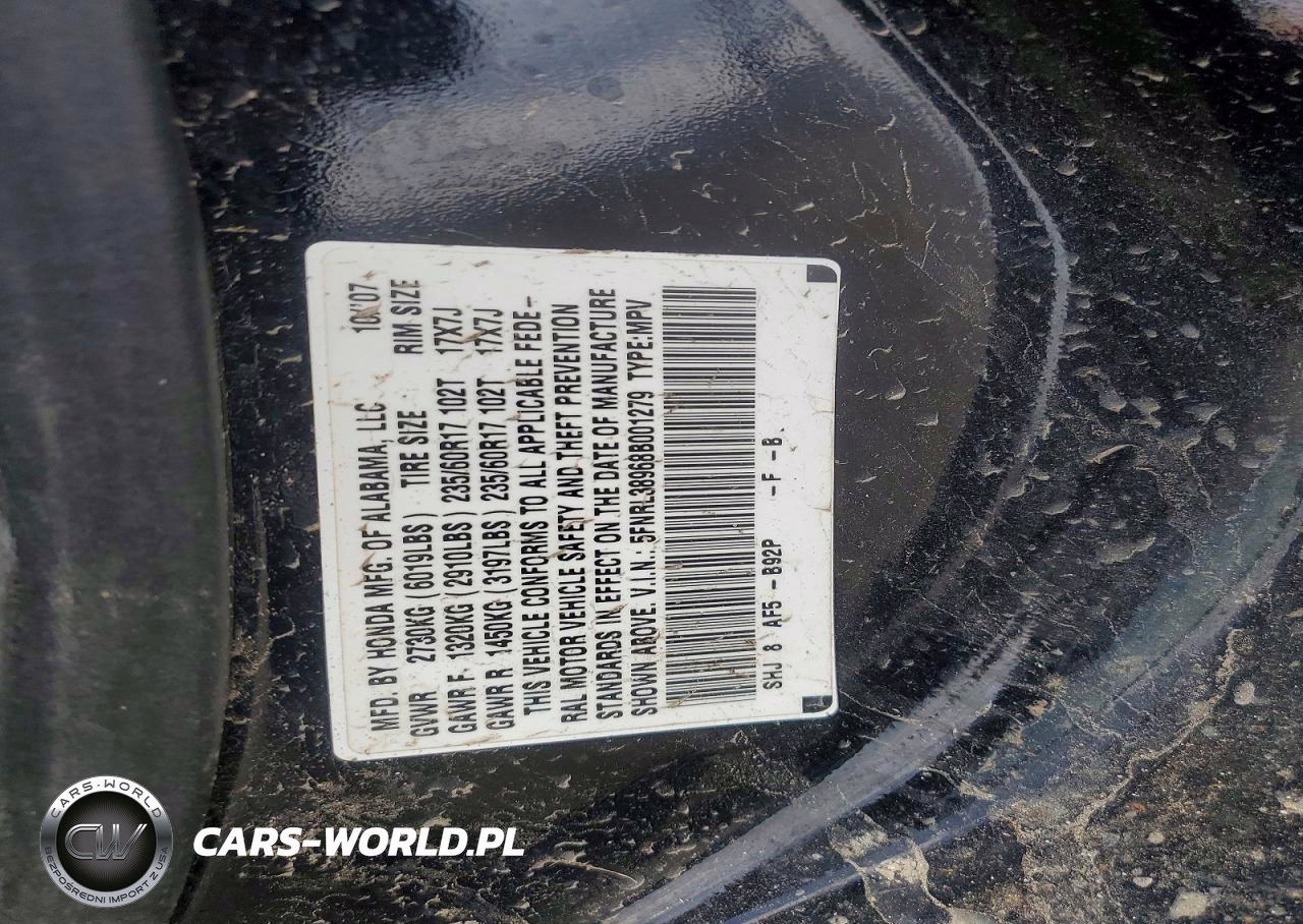 2008 Honda Odyssey Touring VIN:5FNRL38968B001279 - 13