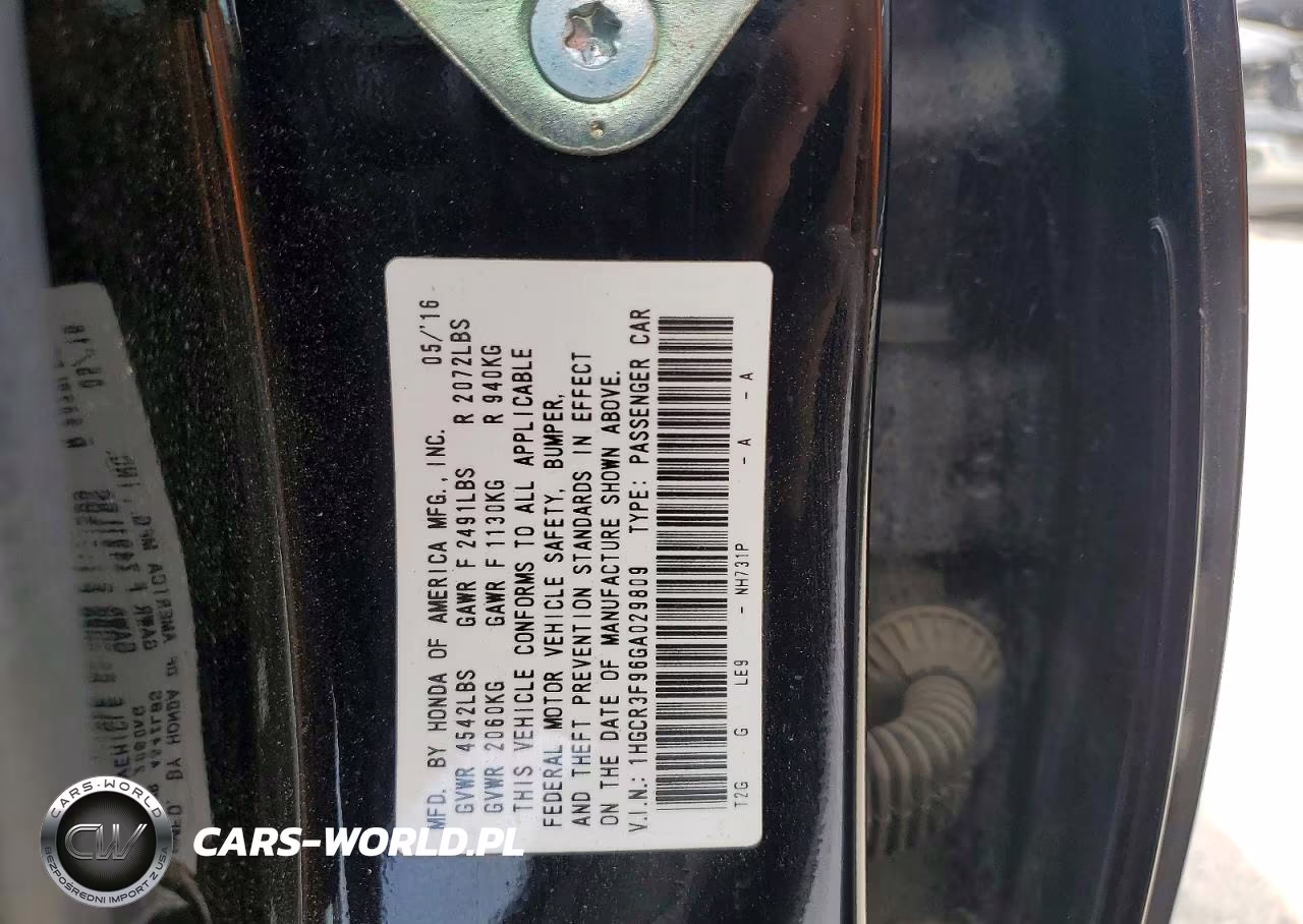 2016 Honda Accord Touring VIN:1HGCR3F96GA029809 - 12