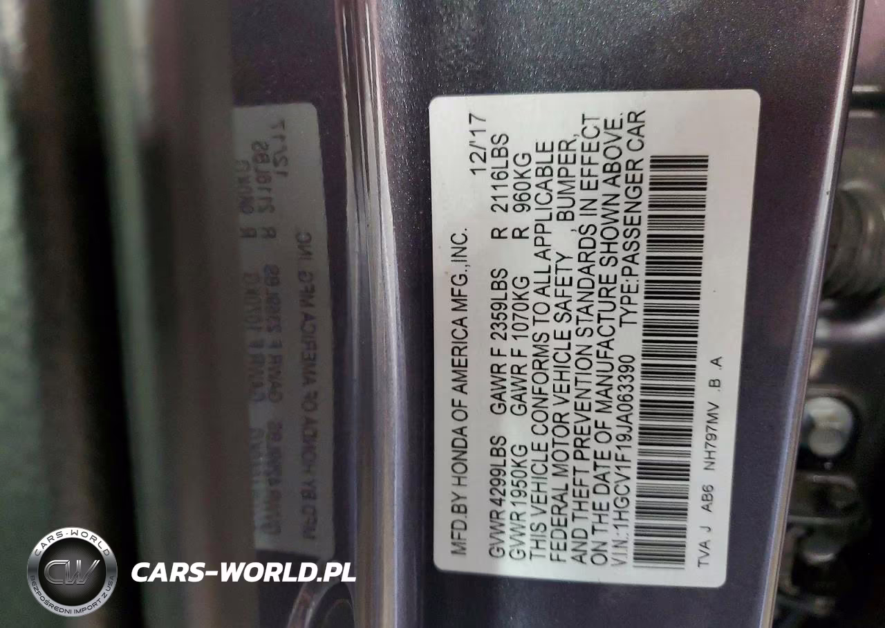 2018 Honda Accord Lx VIN:1HGCV1F19JA063390 - 13
