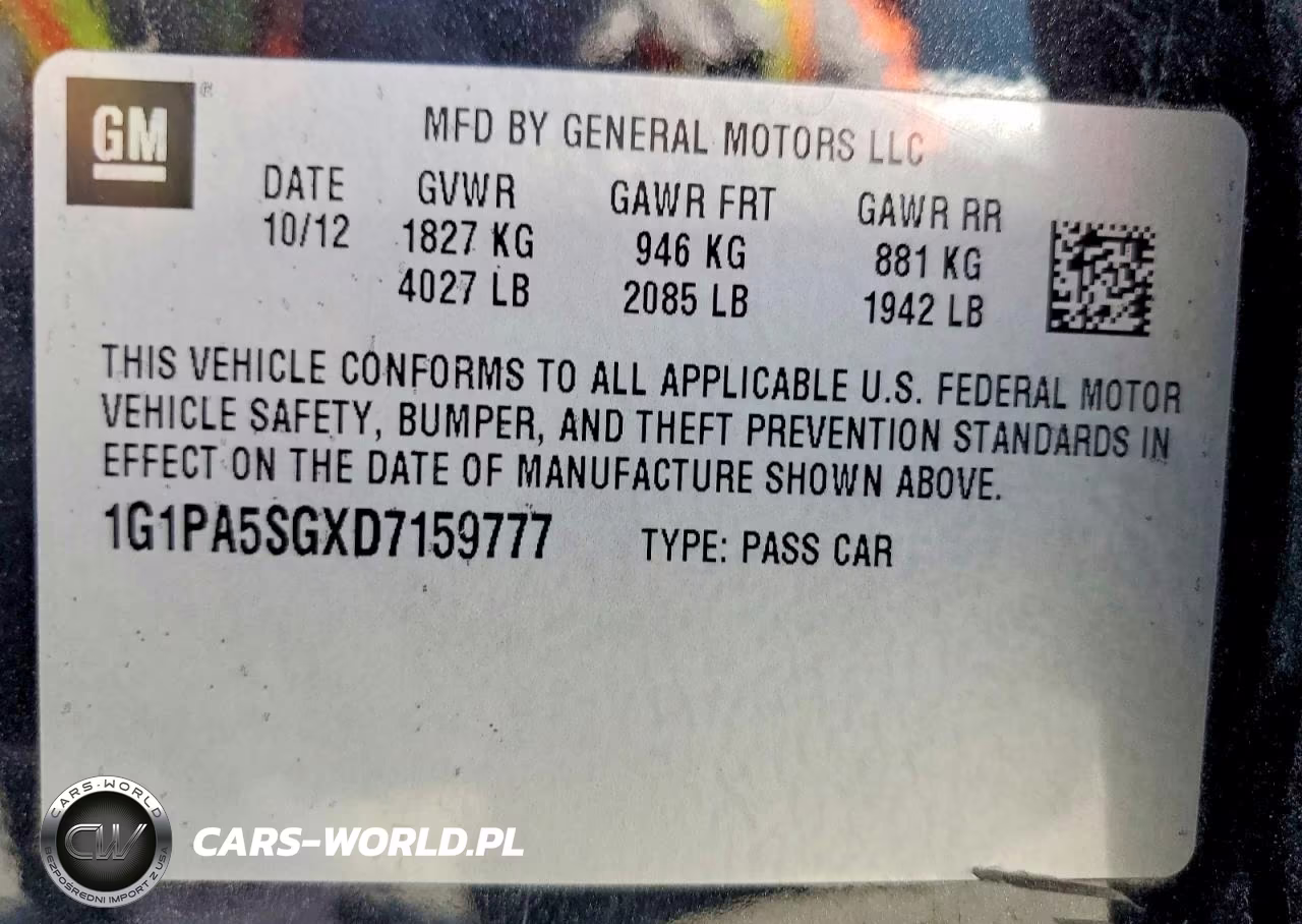 2013 Chevrolet Cruze Ls VIN:1G1PA5SGXD7159777 - 12