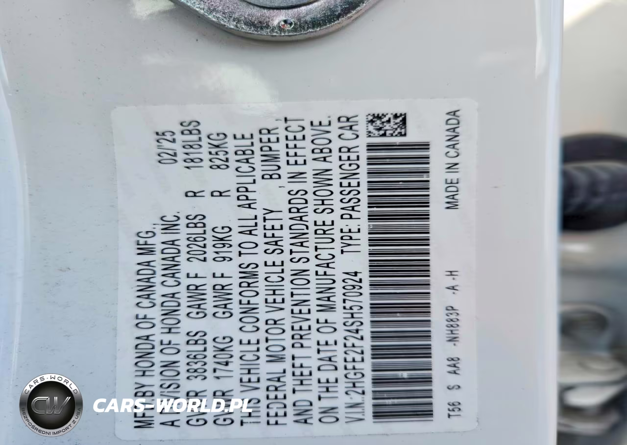 2025 Honda Civic Lx VIN:2HGFE2F24SH570924 - 12