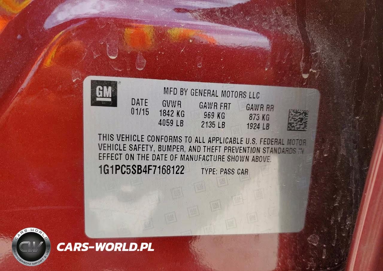 2015 Chevrolet Cruze Lt VIN:1G1PC5SB4F7168122 - 12