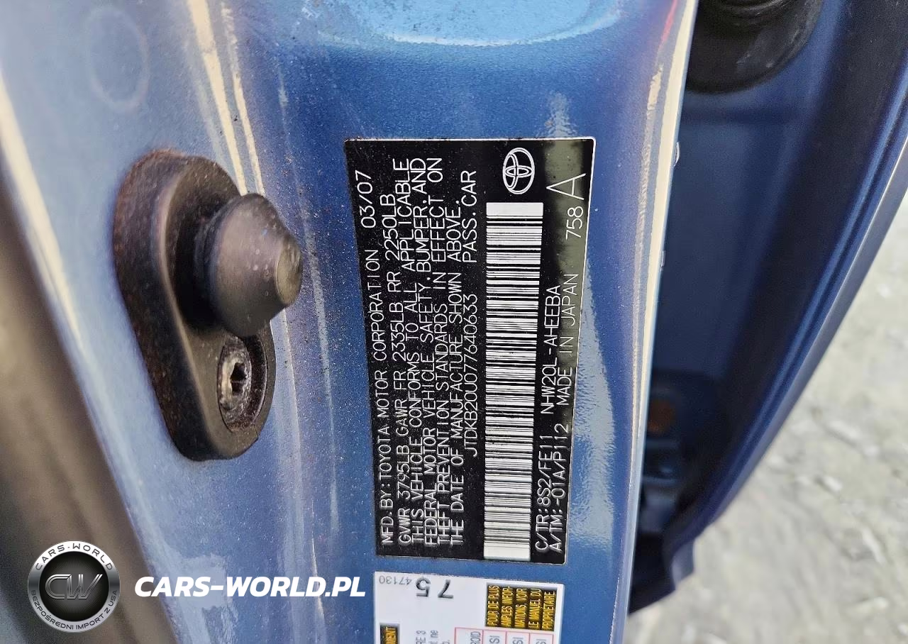 2007 Toyota Prius Base VIN:JTDKB20U077640633 - 12