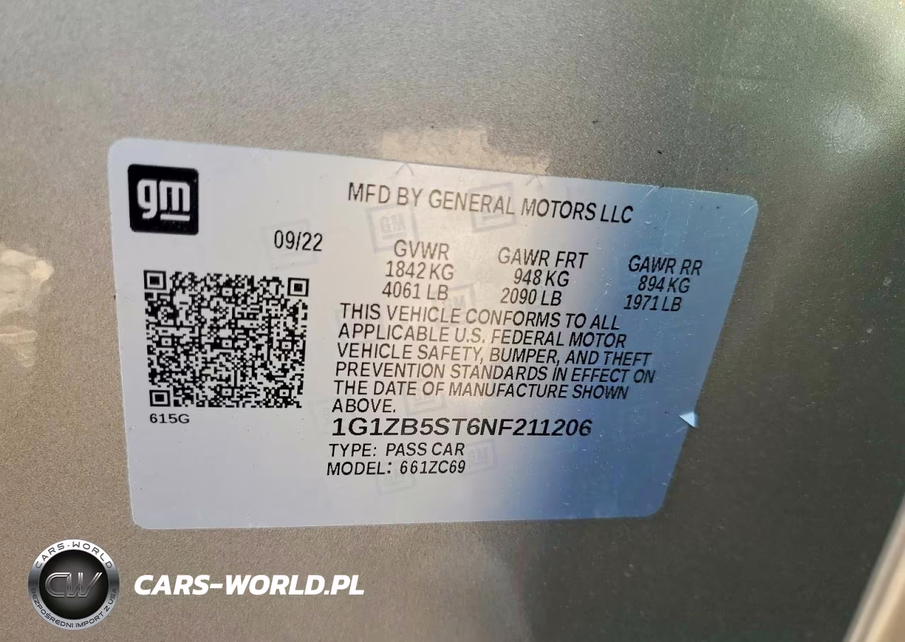 2022 Chevrolet Malibu Ls VIN:1G1ZB5ST6NF211206 - 12