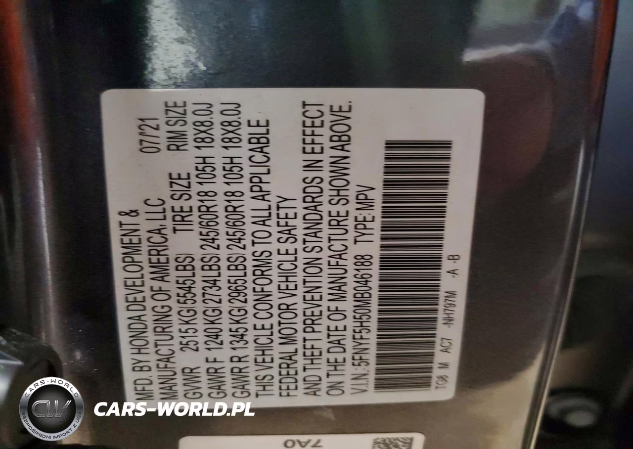 2021 Honda Pilot Exl VIN:5FNYF5H50MB046188 - 13