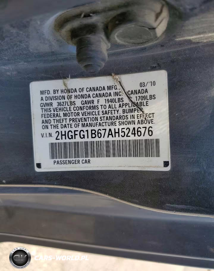 2010 Honda Civic VIN:2HGFG1B67AH524676 - 13