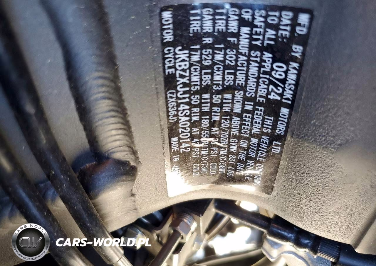 2025 Kawasaki Zx636 K VIN:JKBZXJJ14SA020142 - 9
