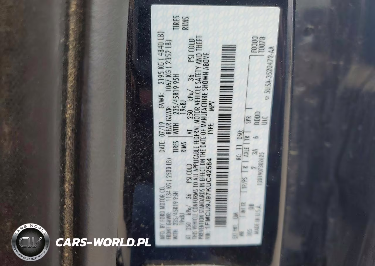 2019 Ford Escape Titanium VIN:1FMCU9J97KUC42584 - 12