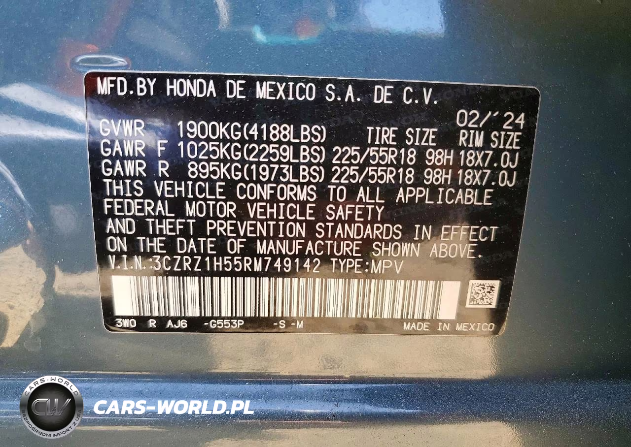 2024 Honda Hr-V Sport VIN:3CZRZ1H55RM749142 - 13
