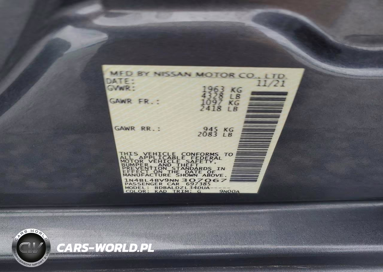 2022 Nissan Altima S VIN:1N4BL4BV9NN307067 - 13