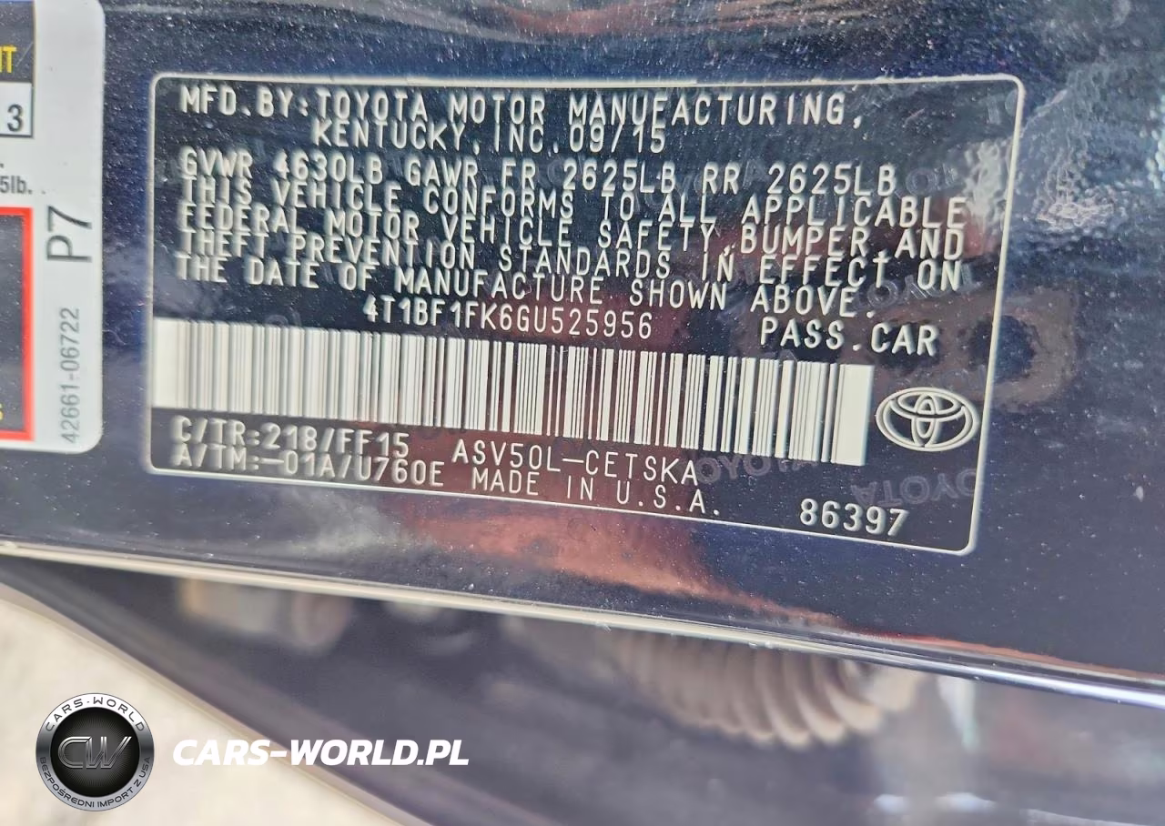 2016 Toyota Camry Se VIN:4T1BF1FK6GU525956 - 12